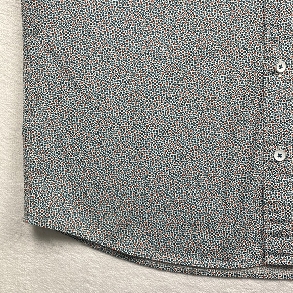 Rodd & Gunn Sports Fit Micro Pattern Short Sleeve Button Up (White/Blue/Orange) - Picture 9 of 16